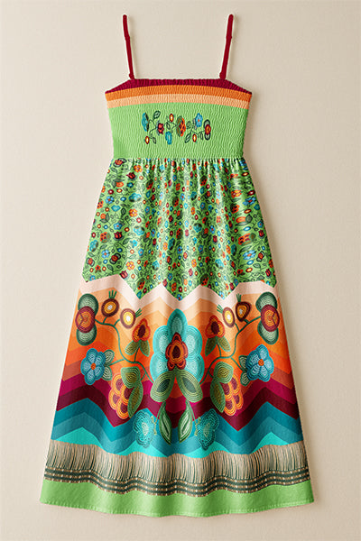 Prairie Fire Petals Sage 3 Smock Top Dress