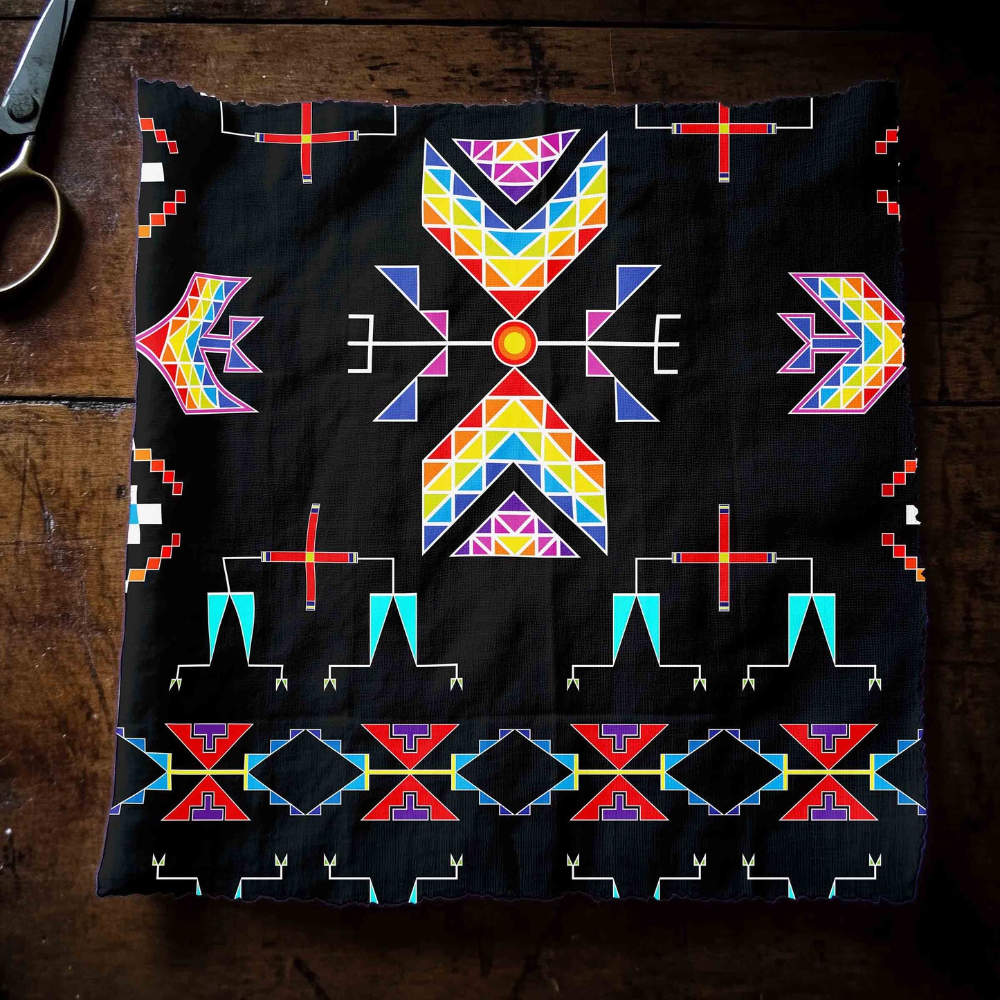 Rainy Chief Rainbow Black Fabric