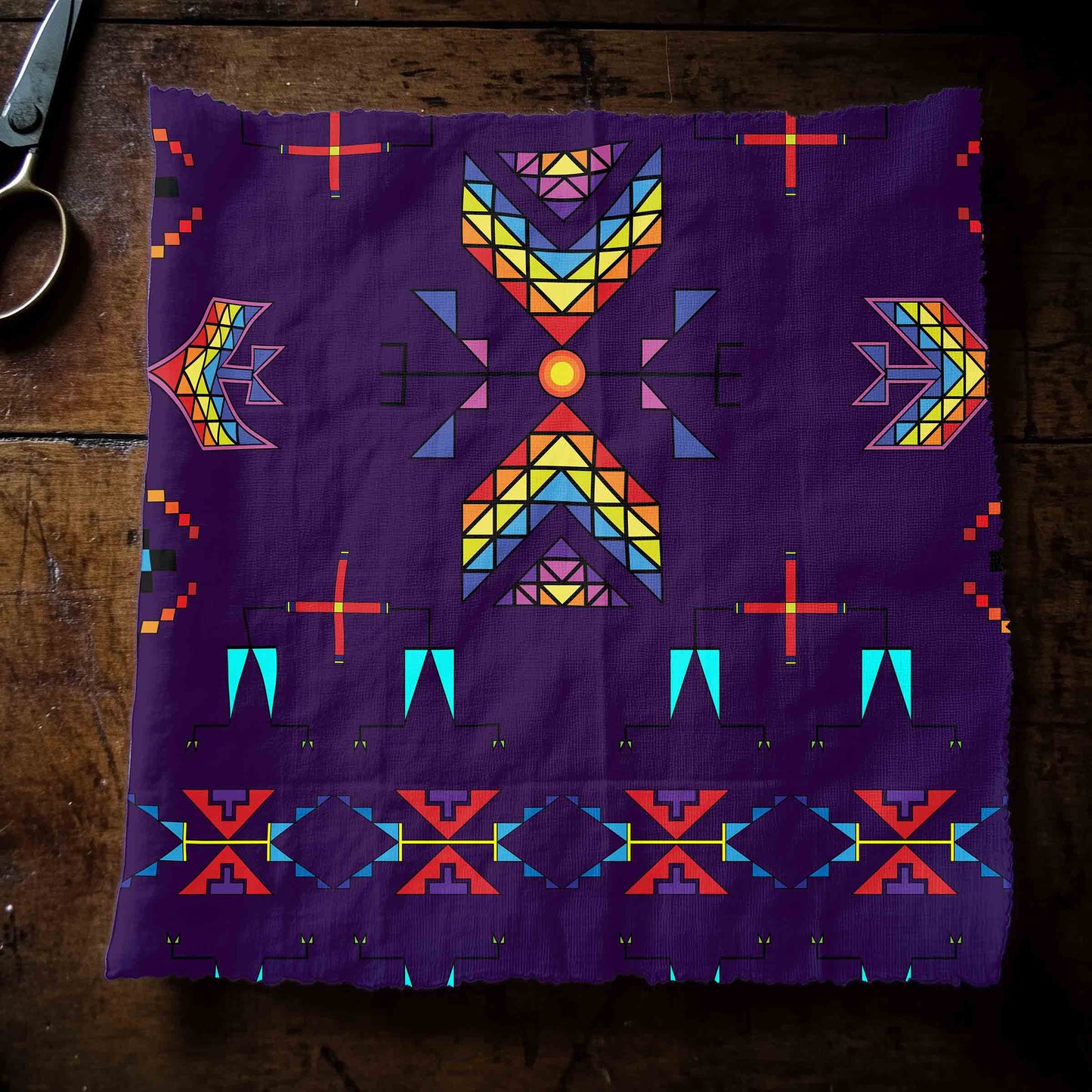 Rainy Chief Rainbow Dark Purple Fabric