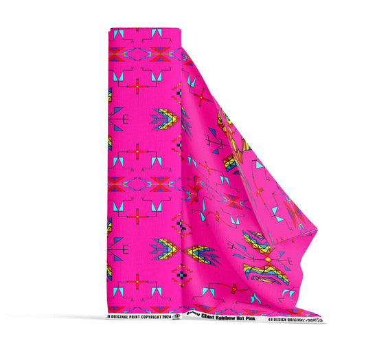 Rainy Chief Rainbow Hot Pink Fabric