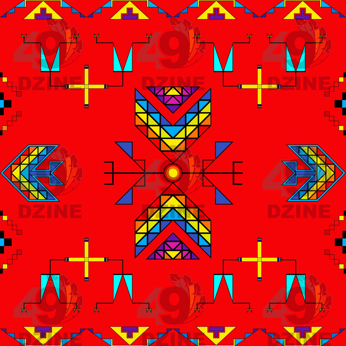 Rainy Chief Rainbow Red Fabric