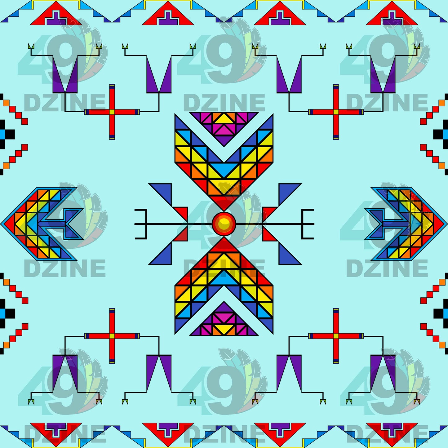 Rainy Chief Rainbow Robin Egg Fabric