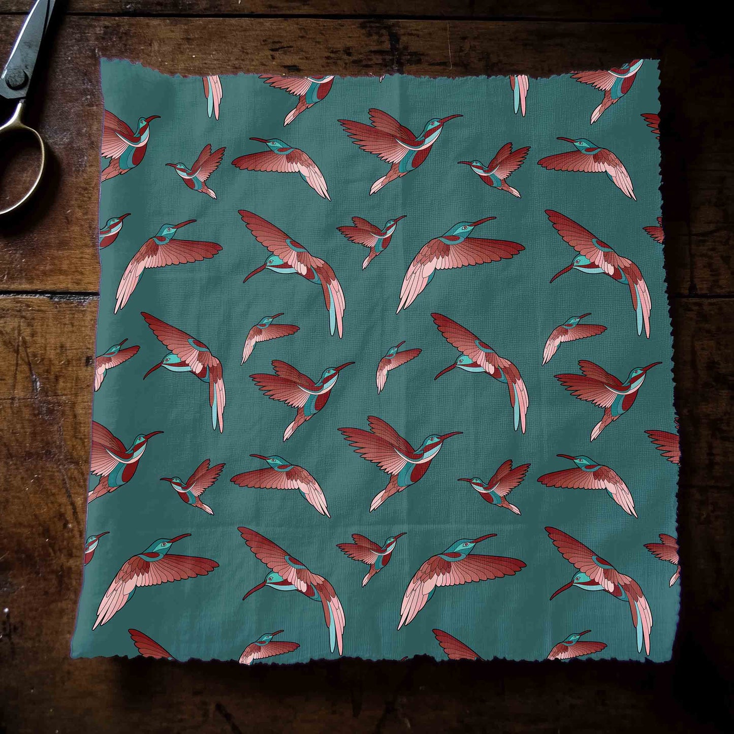 Red Swift Turquoise Fabric