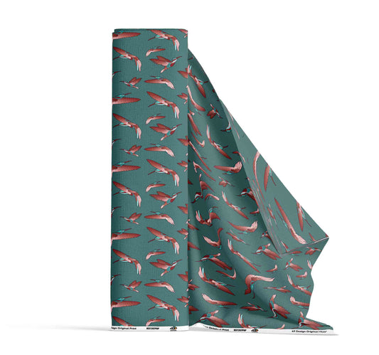 Red Swift Turquoise Fabric