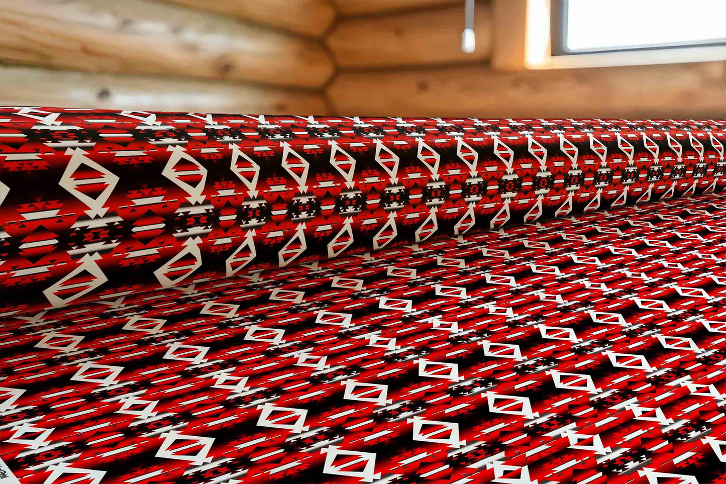 Red Winter Camp Fabric