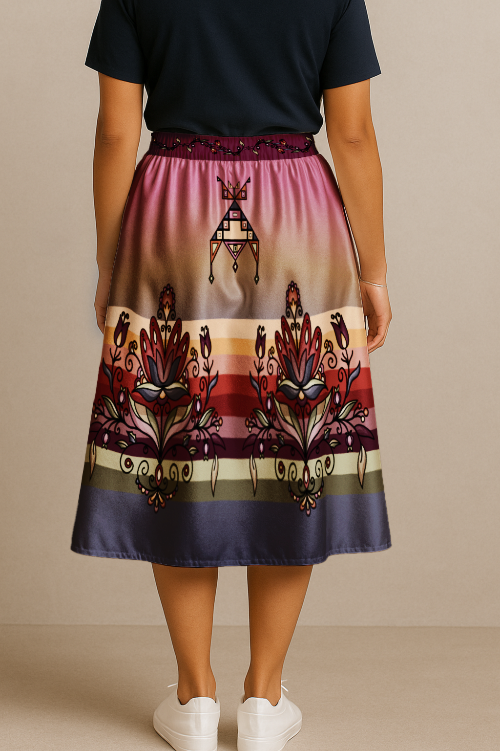 Red Willow Whispers Luxe Midi Skirt