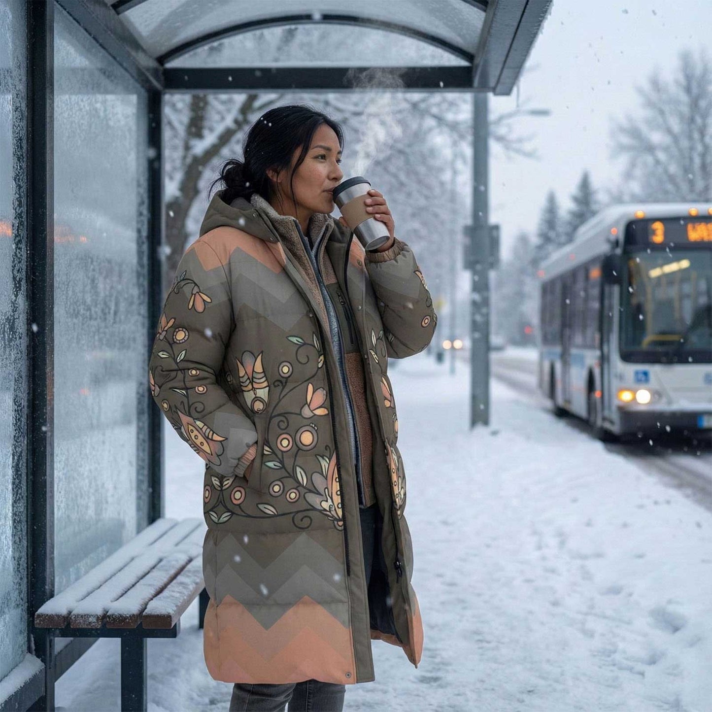 Roots and Rising Earthy Unisex Long Down Jacket