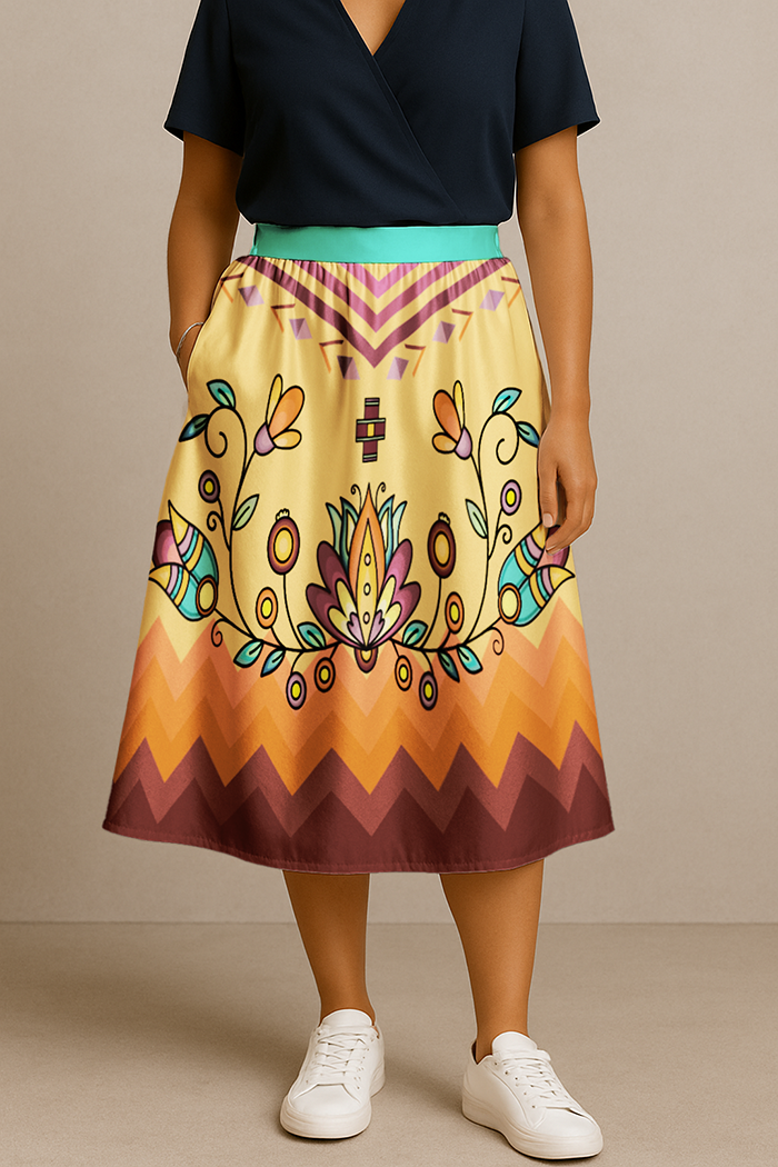 Roots and Rising Bright Midi Skirt