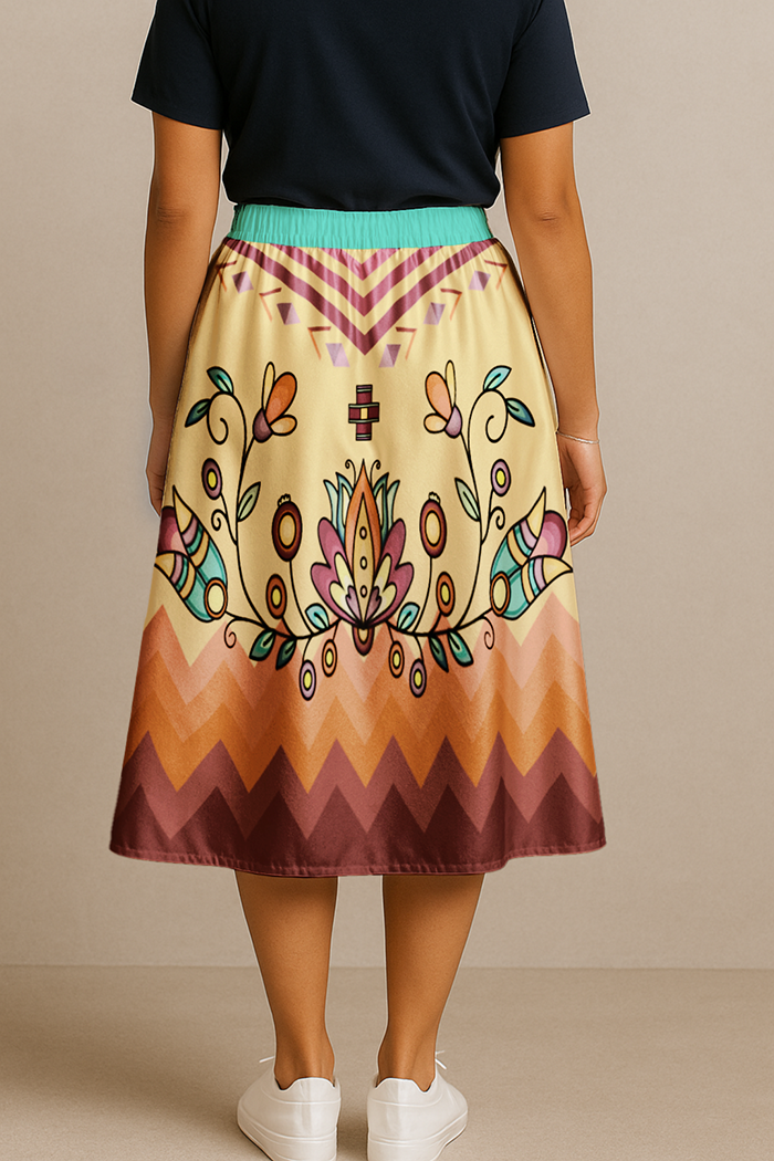 Roots and Rising Bright Midi Skirt