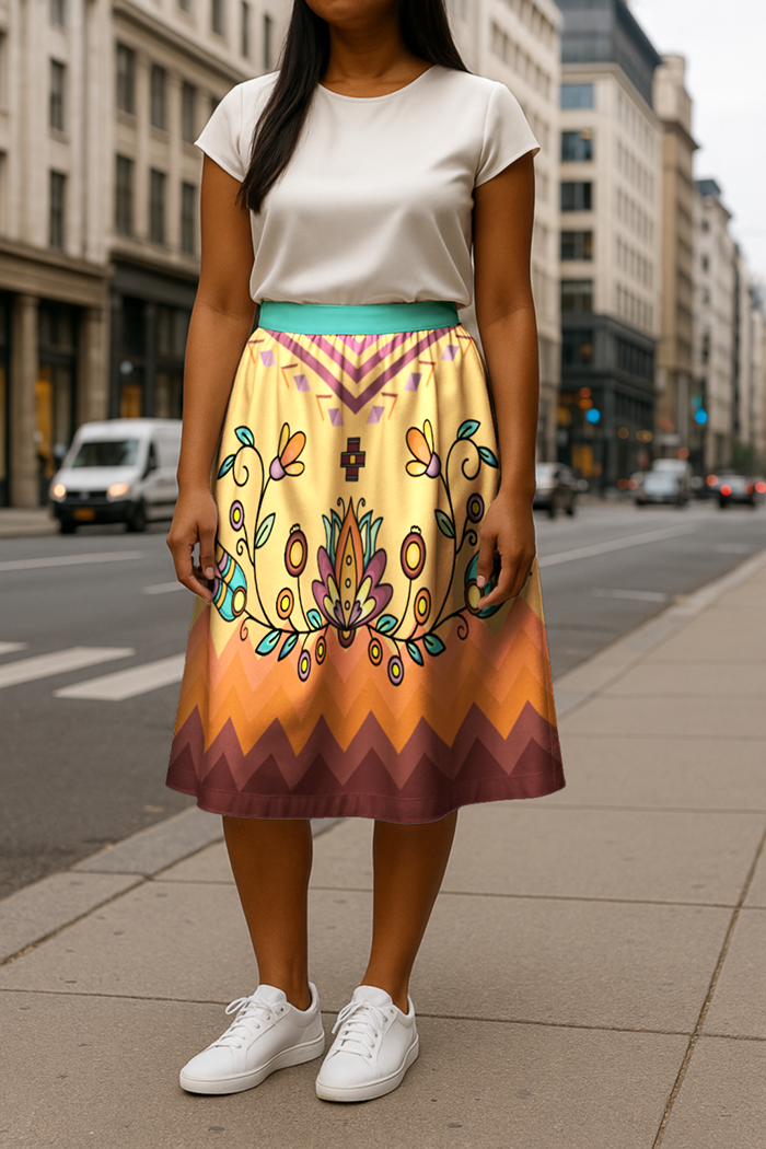 Roots and Rising Bright Midi Skirt