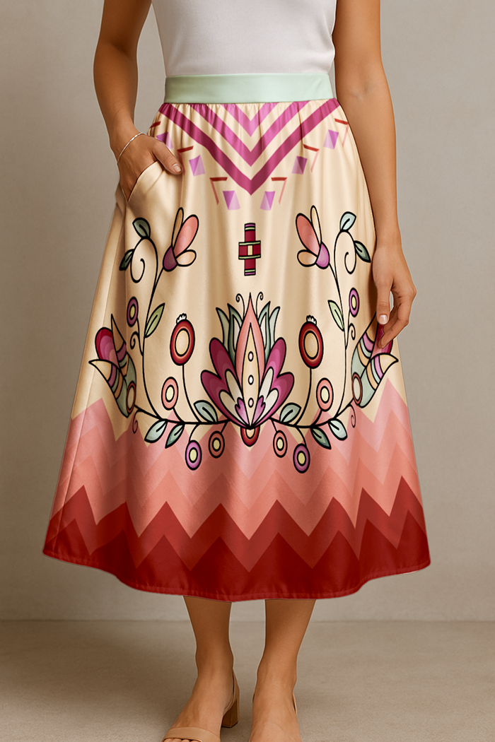 Roots and Rising Midi Skirt