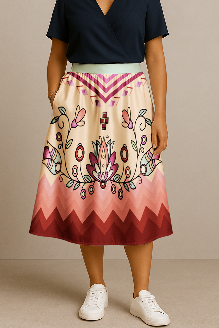 Roots and Rising Pastel Midi Skirt