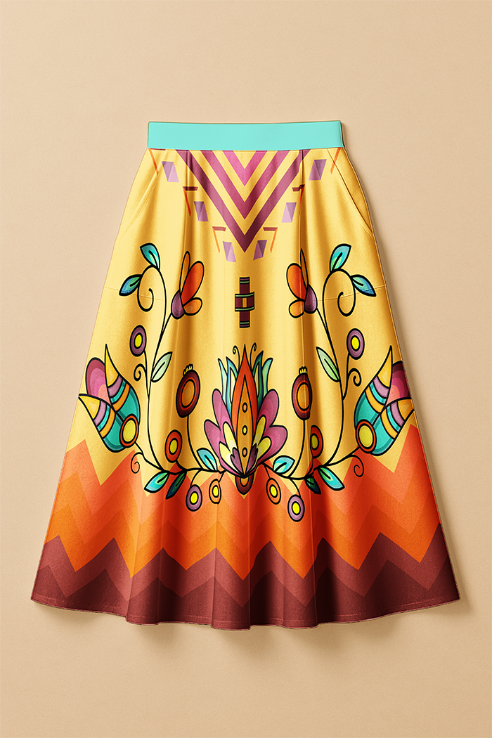 Roots and Rising Bright Luxe Midi Skirt