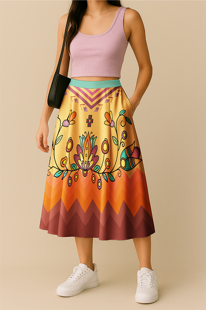 Roots and Rising Bright Luxe Midi Skirt
