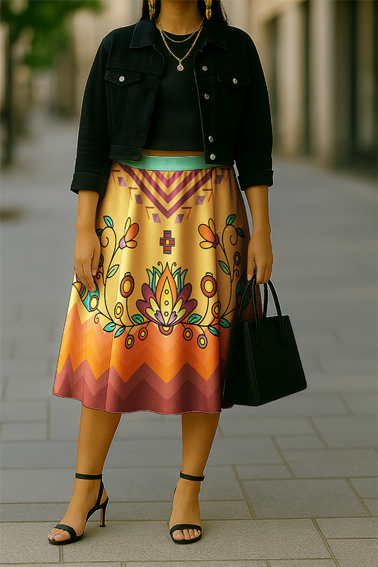 Roots and Rising Bright Luxe Midi Skirt