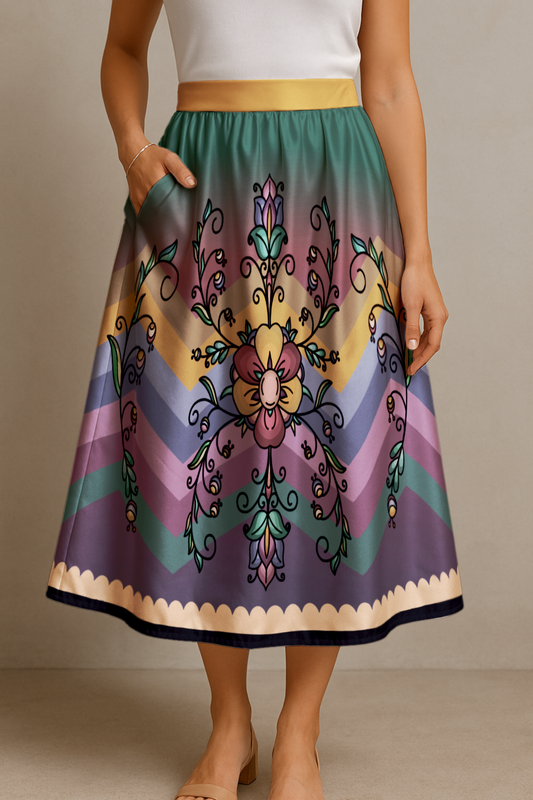 Rust & Ember Flower Song Luxe Midi Skirt