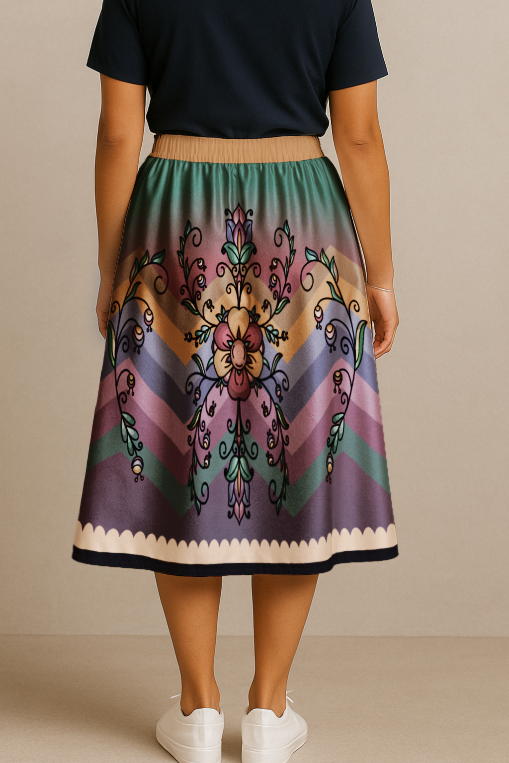 Rust & Ember Flower Song Luxe Midi Skirt