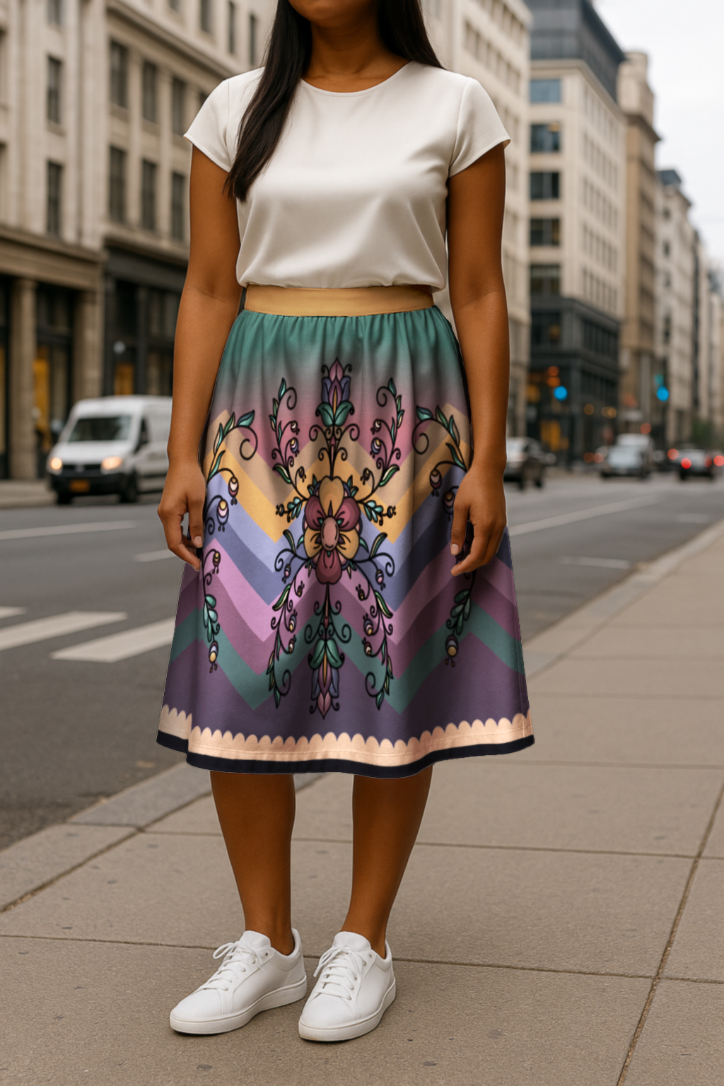 Rust & Ember Flower Song Luxe Midi Skirt