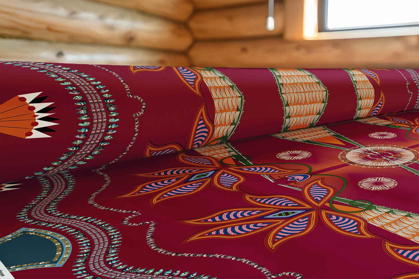 Sacred Plains Maroon Fabric