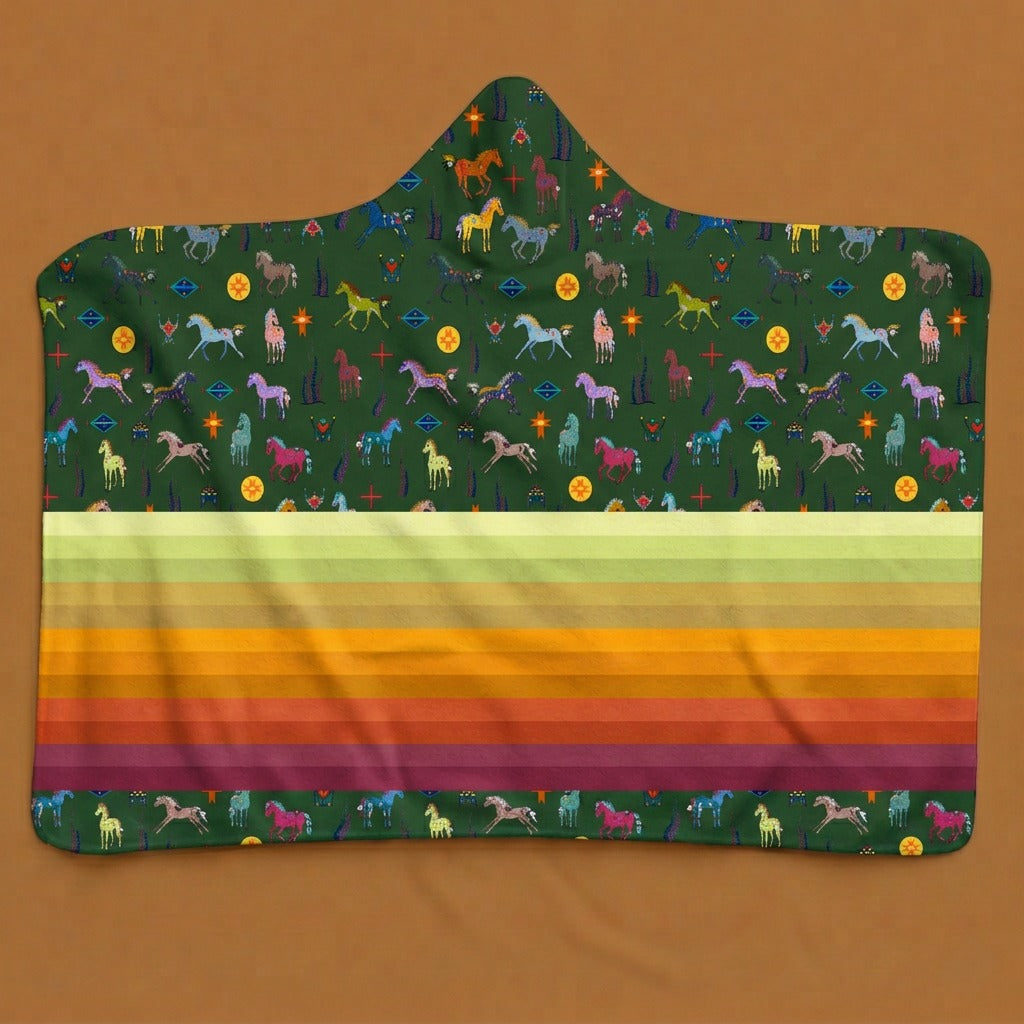 Sacred Horses Hooded Blanket