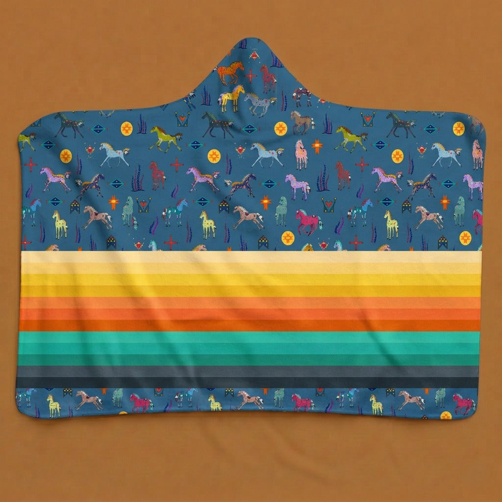 Sacred Horses Hooded Blanket