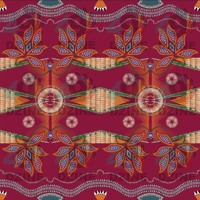 Sacred Plains Maroon Fabric