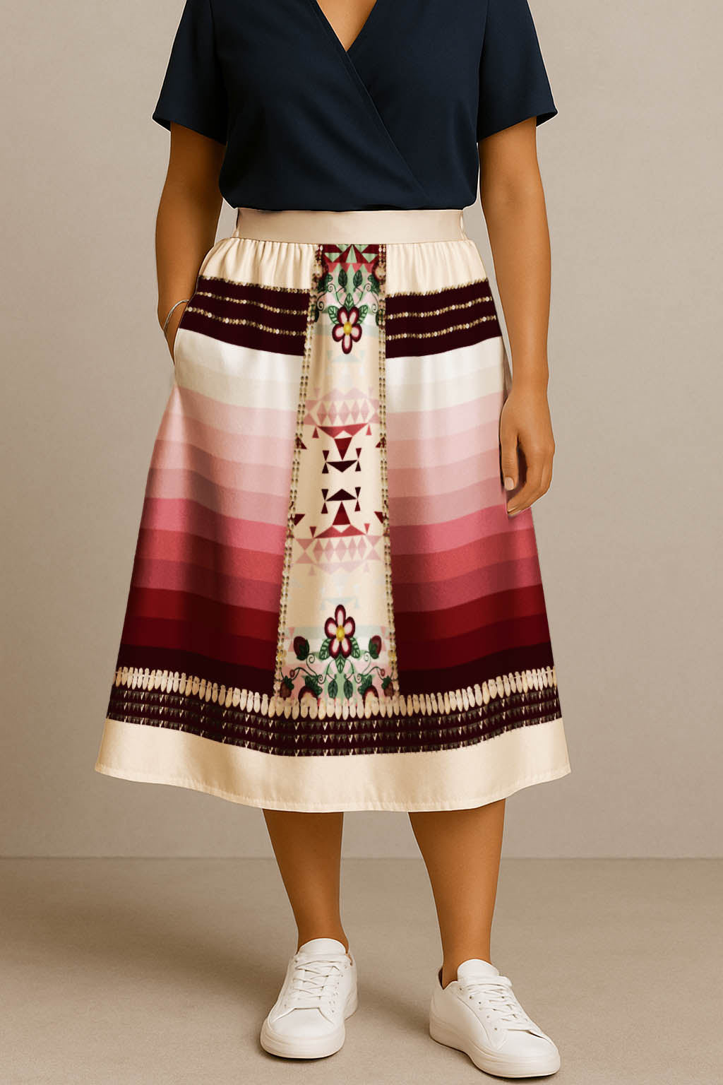 Sacred Strawberry Cream 2 Midi Skirt