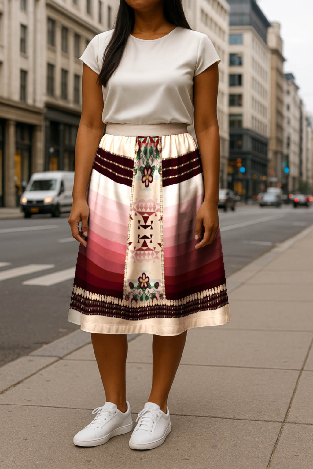 Sacred Strawberry Cream 2 Midi Skirt