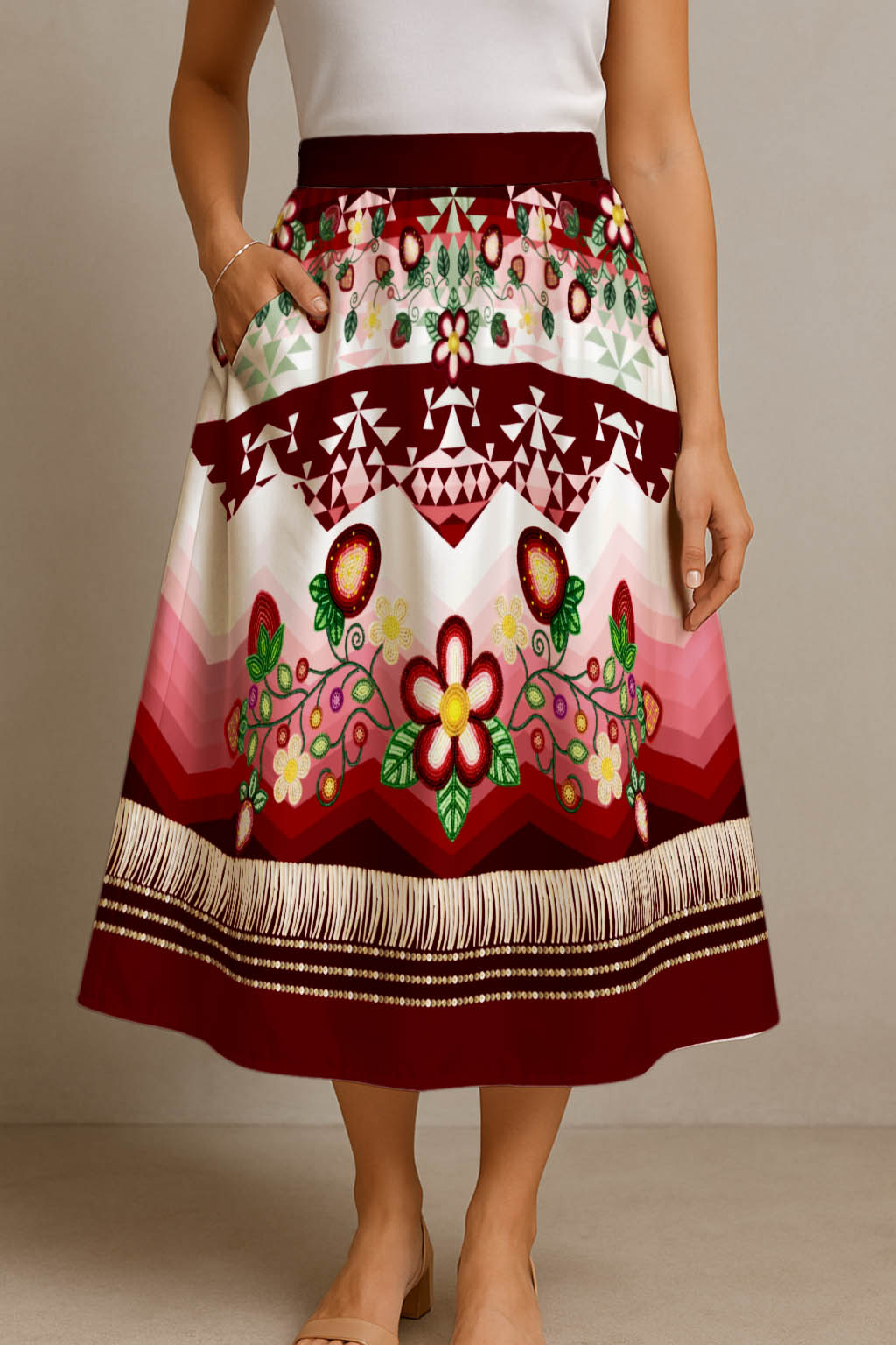 Sacred Strawberry Midi Skirt