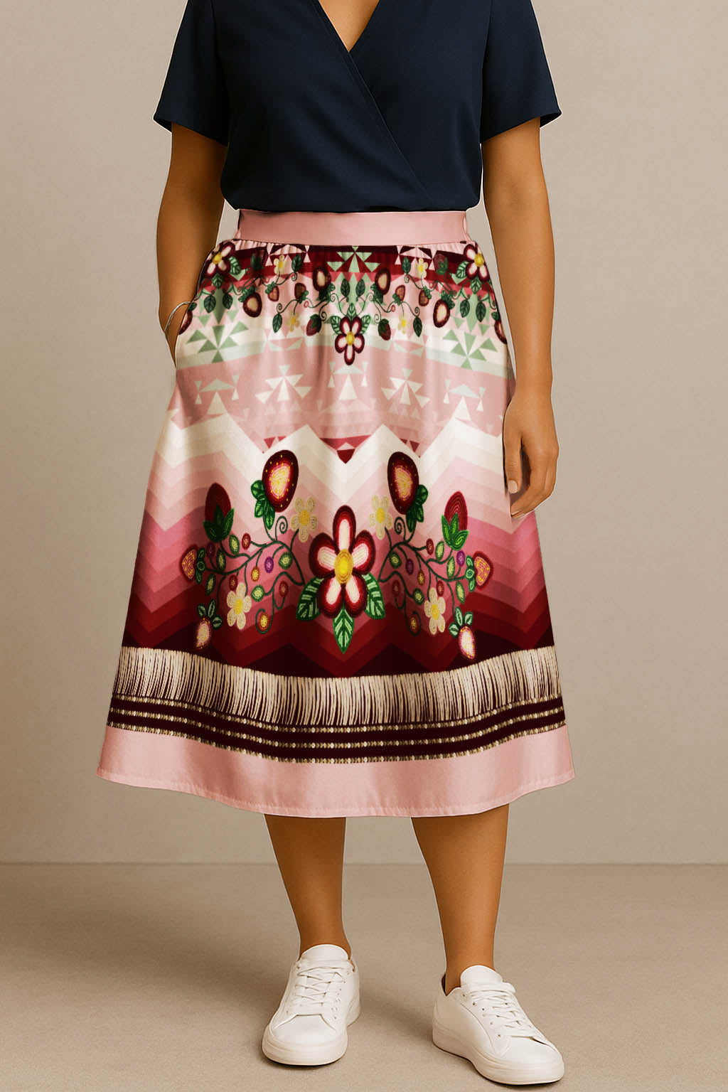 Sacred Strawberry Pink 1 Midi Skirt