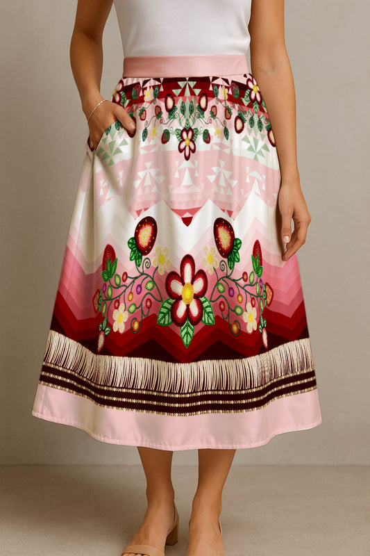 Sacred Strawberry Pink 1 Midi Skirt