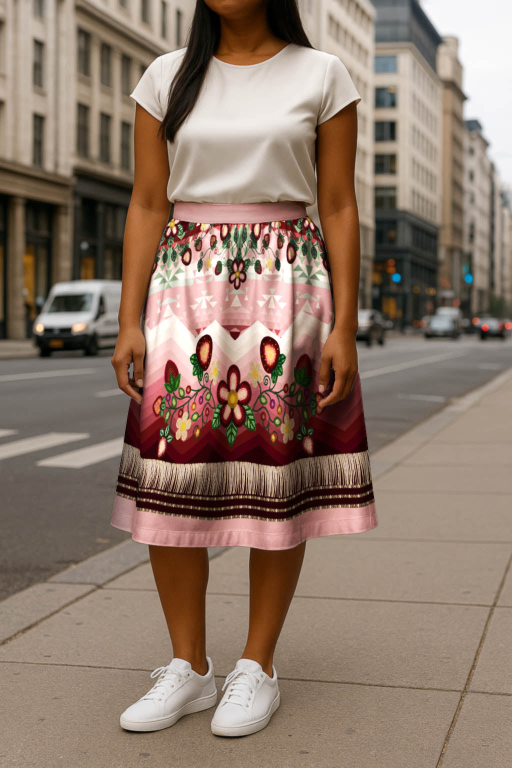 Sacred Strawberry Pink 1 Midi Skirt