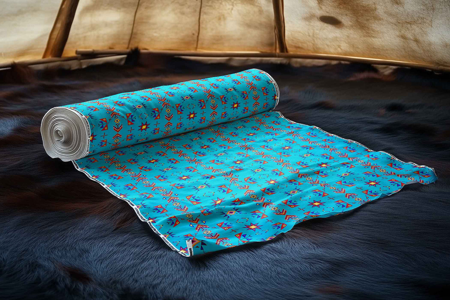 Scattered Generations Turquoise Fabric