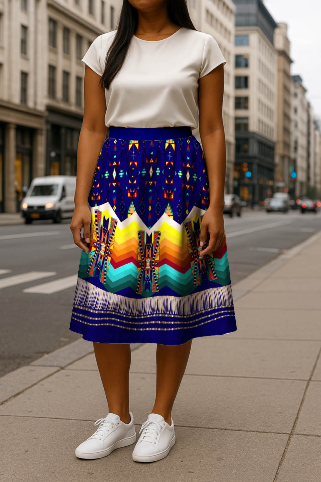 Sentinel of the Plains Navy 1 Midi Skirt
