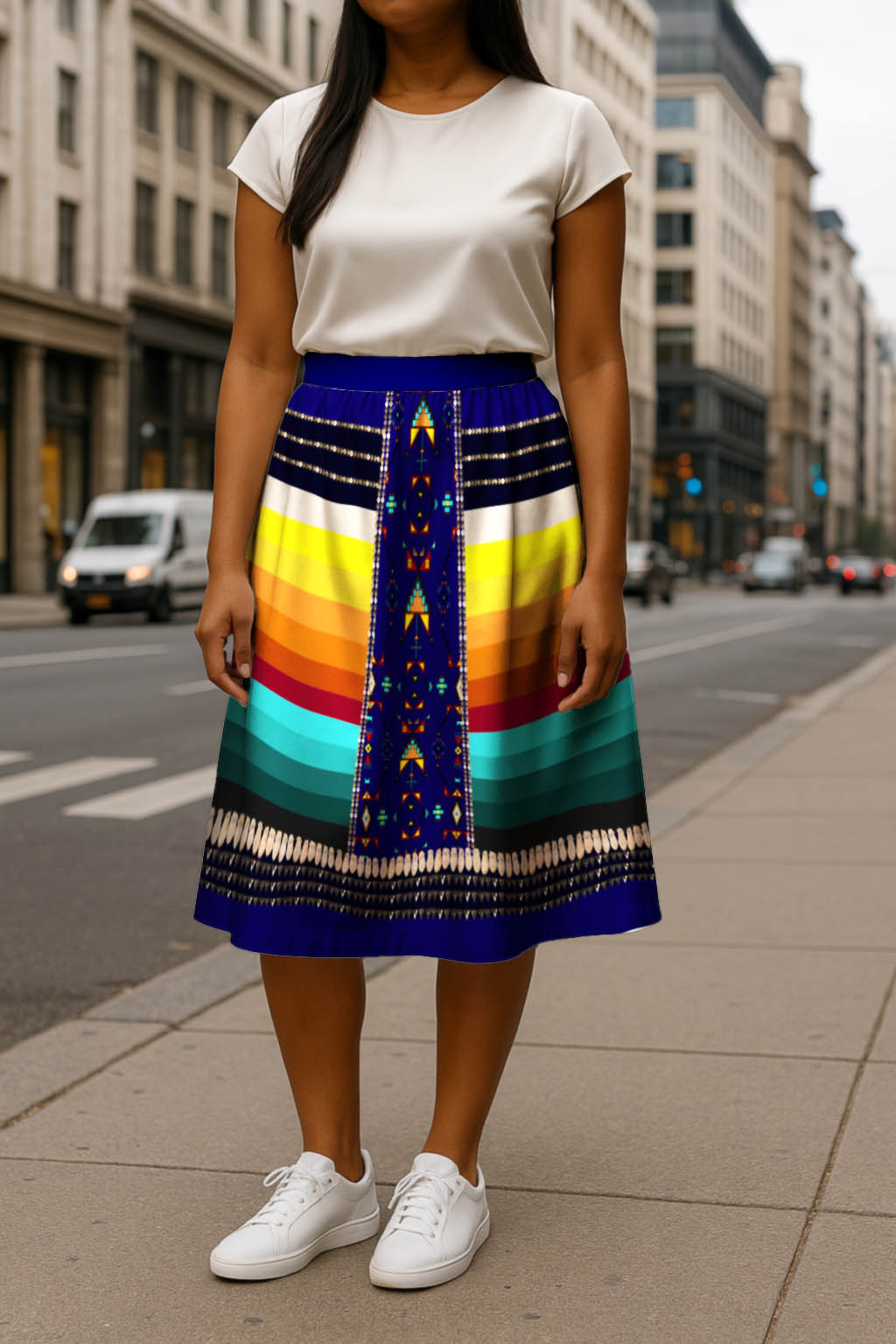 Sentinel of the Plains Navy 2 Midi Skirt