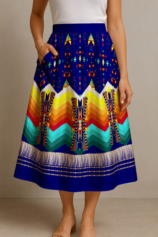 Sentinel of the Plains Navy 1 Midi Skirt