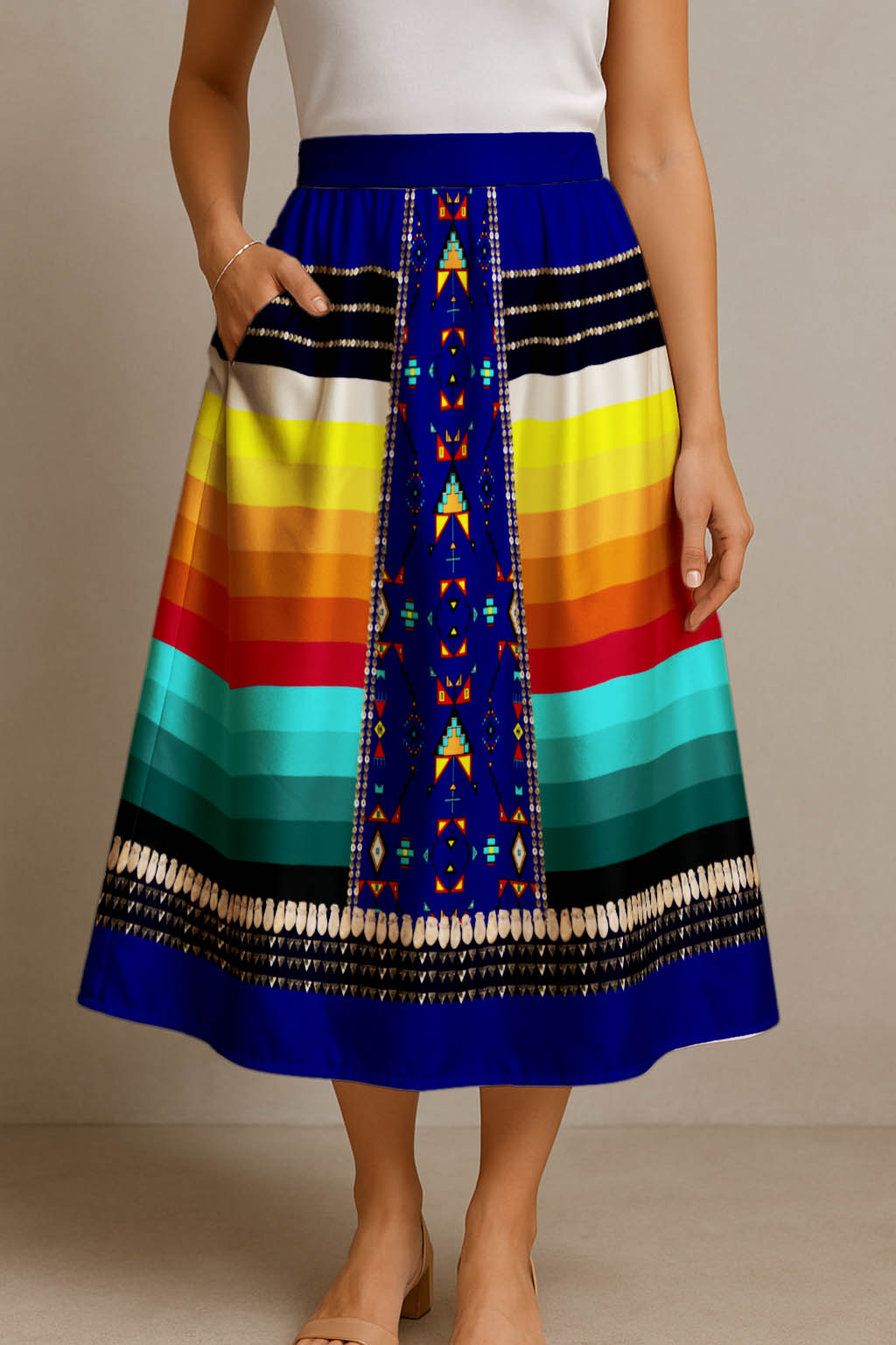 Sentinel of the Plains Navy 2 Midi Skirt