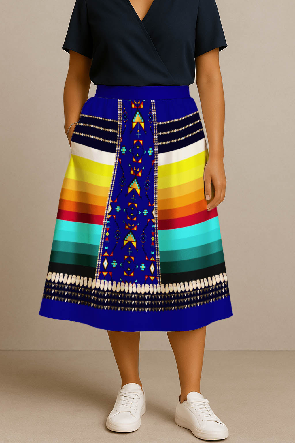 Sentinel of the Plains Navy 2 Midi Skirt