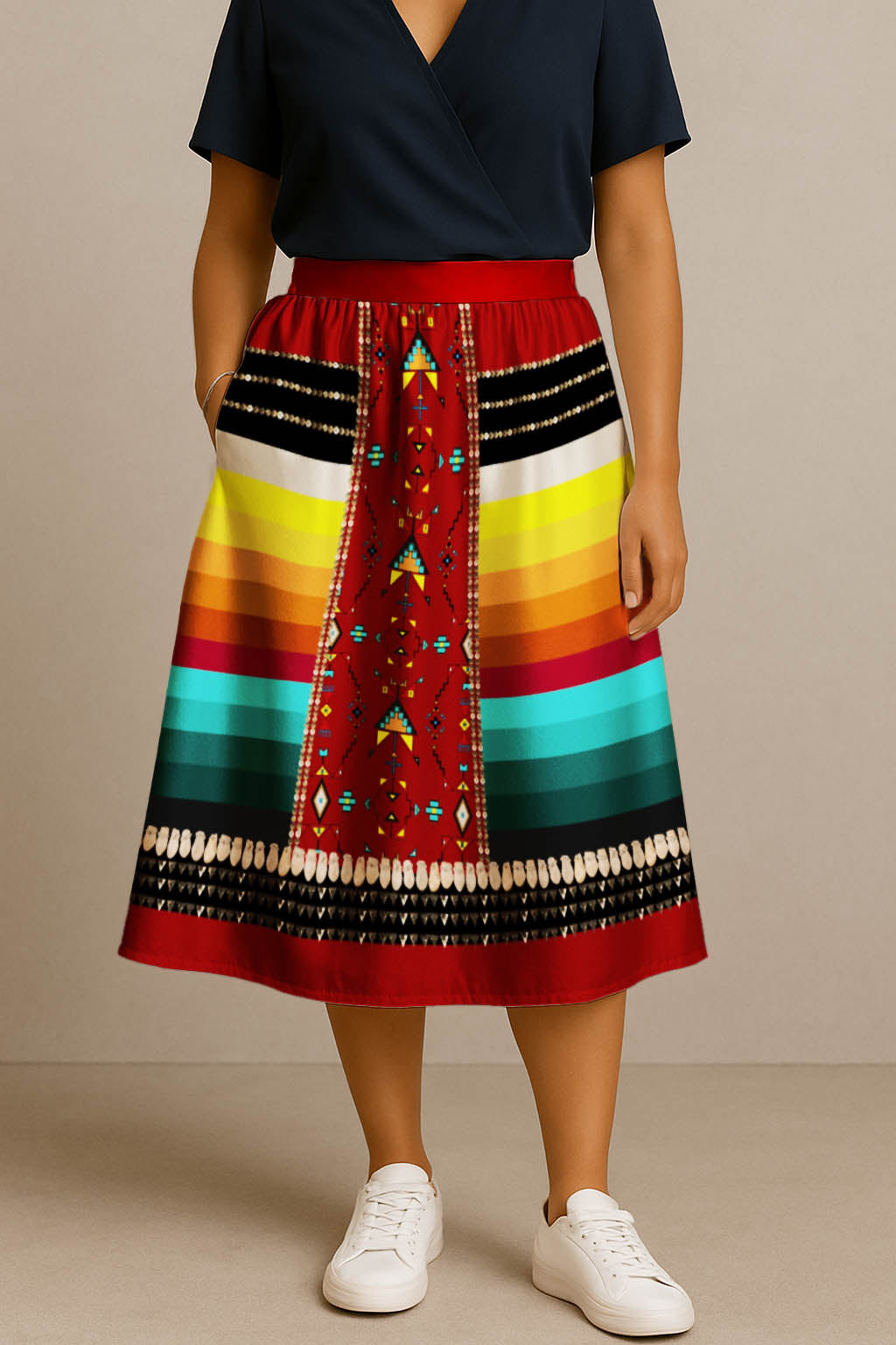 Sentinel of the Plains Red 2 Midi Skirt