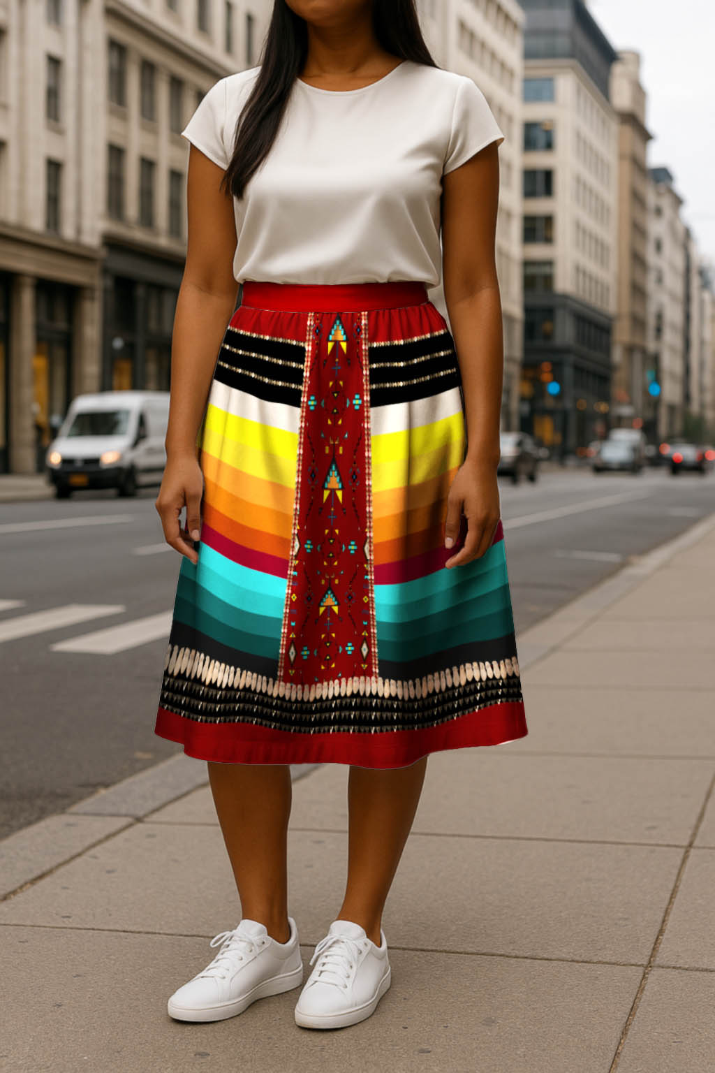Sentinel of the Plains Red 2 Midi Skirt