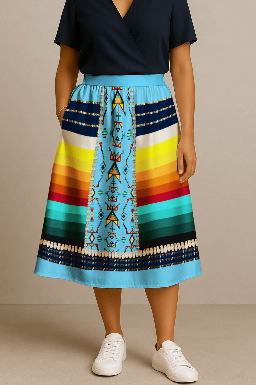 Sentinel of the Plains Turquoise 2 Midi Skirt