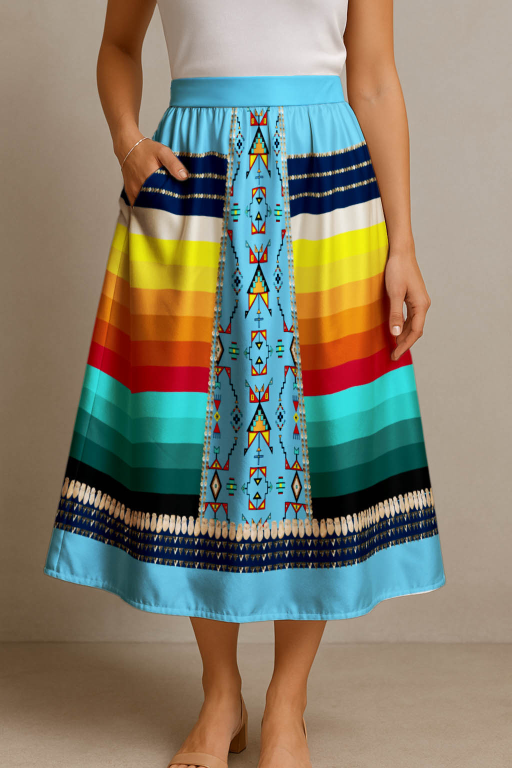 Sentinel of the Plains Turquoise 2 Midi Skirt