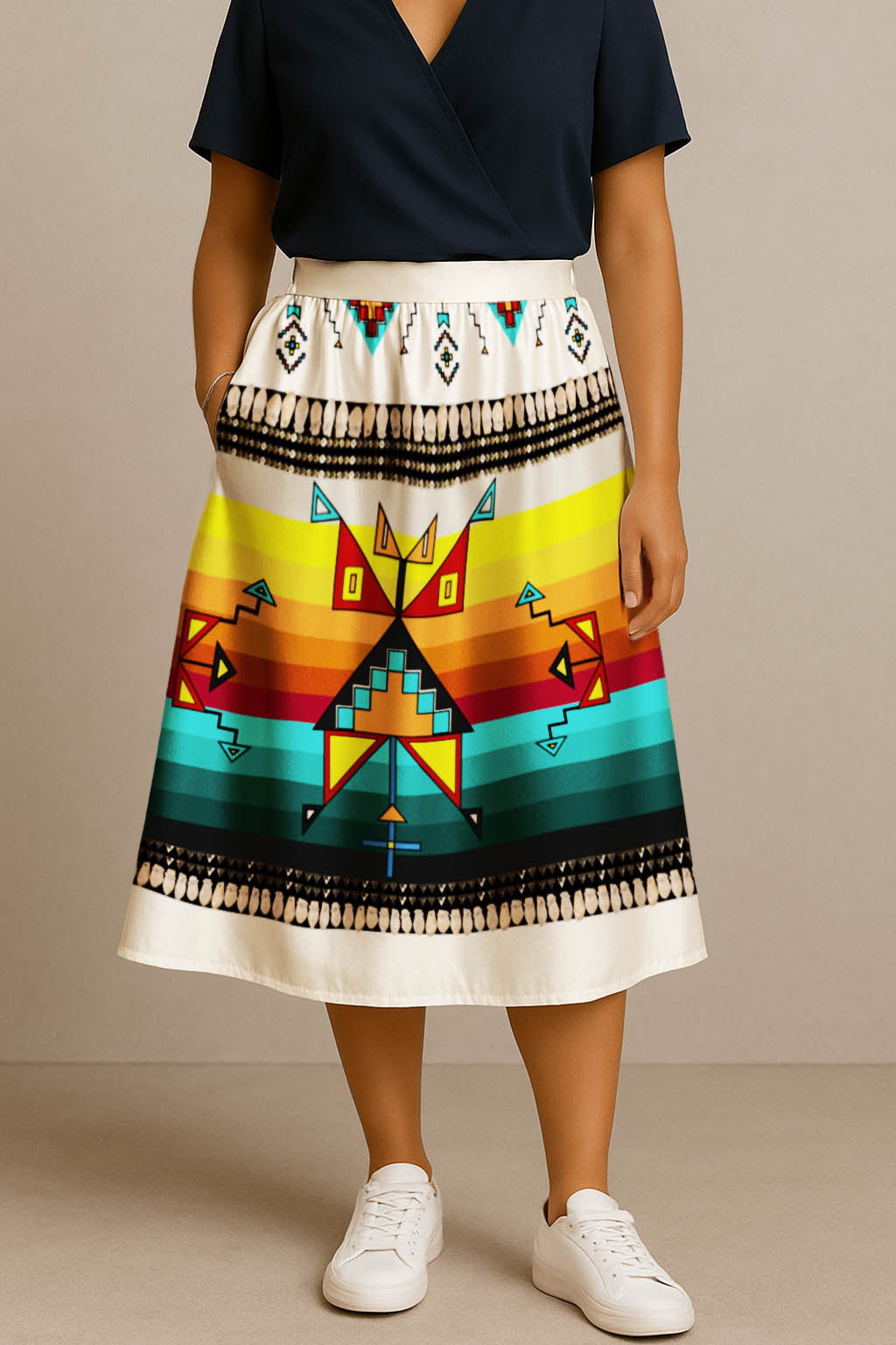 Sentinel of the Plains White 3 Midi Skirt