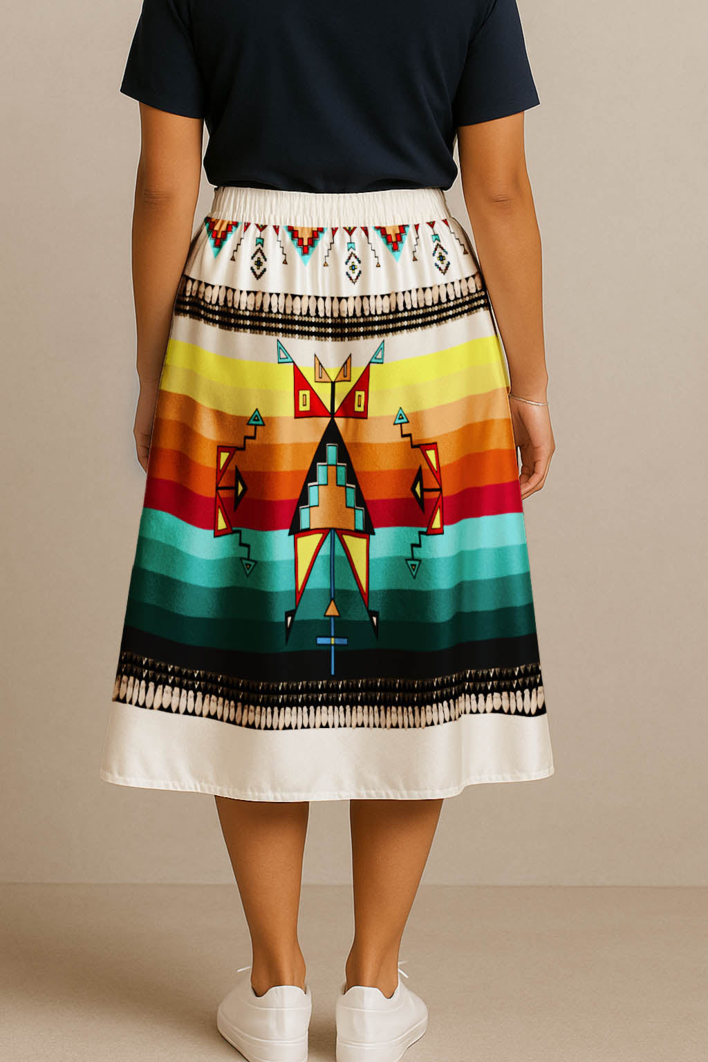 Sentinel of the Plains White 3 Midi Skirt