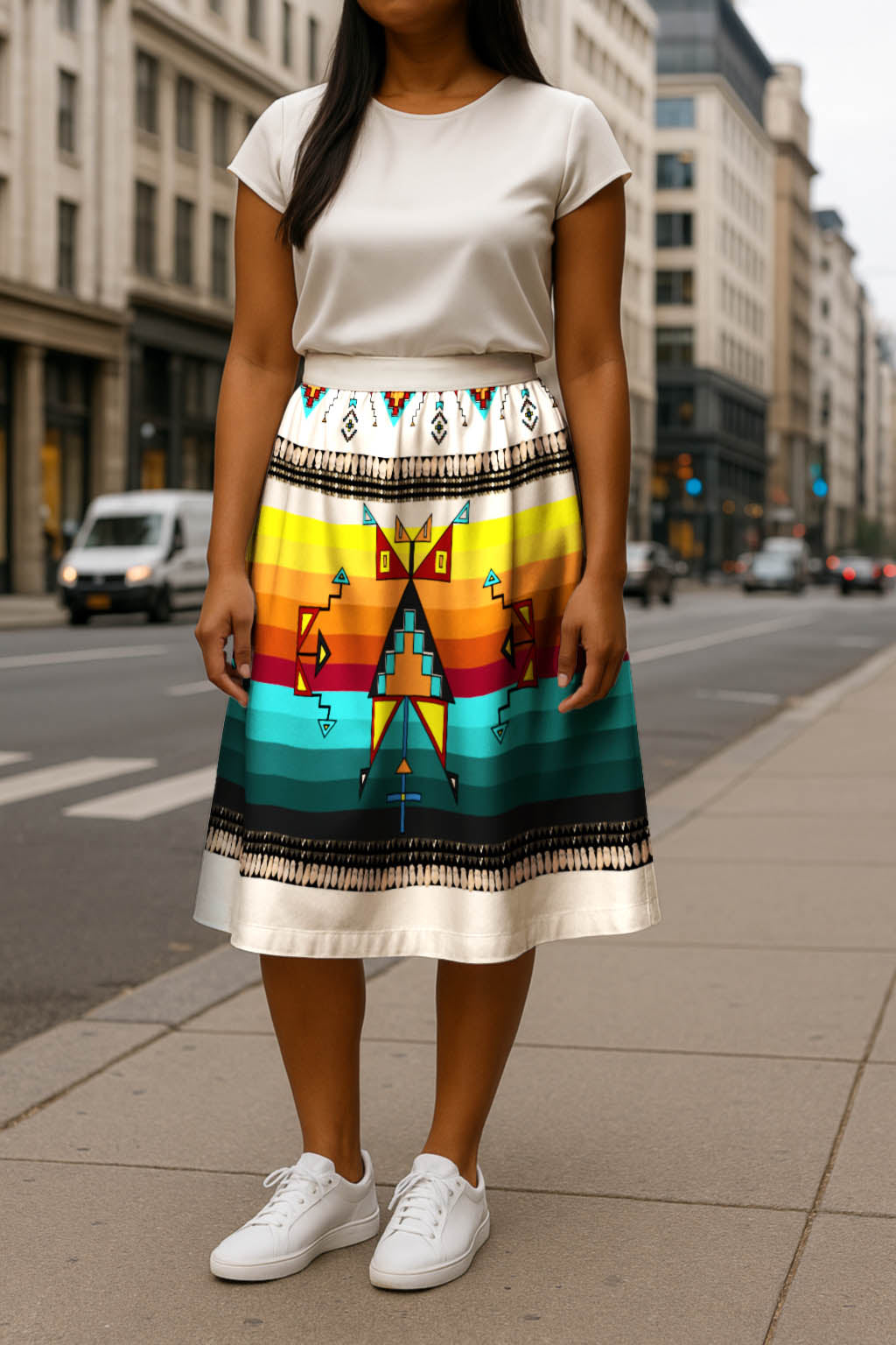 Sentinel of the Plains White 3 Midi Skirt