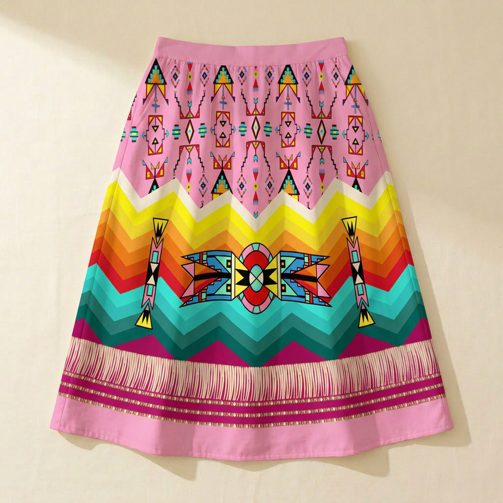 Sentinel of the Plains Pink 1 Midi Skirt