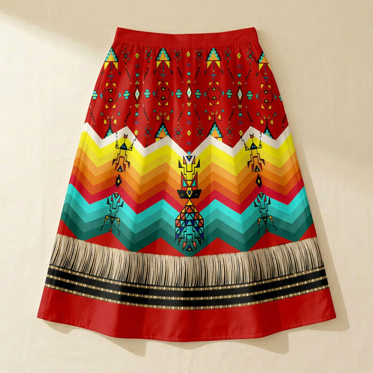 Sentinel of the Plains Red 1 Midi Skirt
