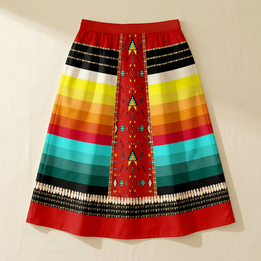 Sentinel of the Plains Red 2 Midi Skirt
