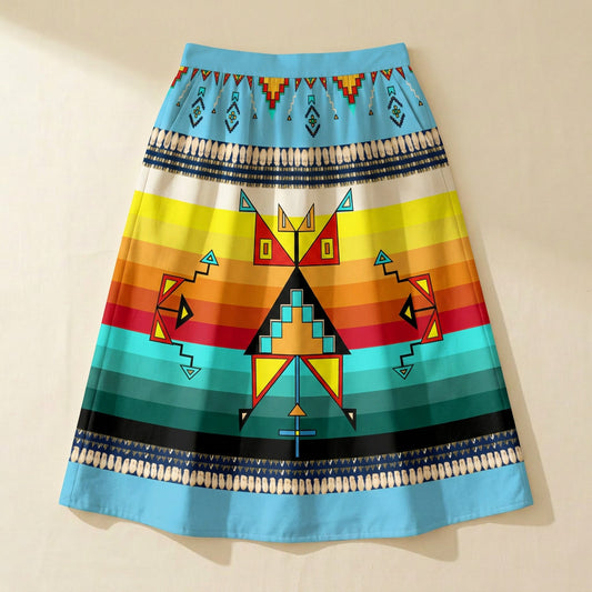 Sentinel of the Plains Turquoise 3 Midi Skirt