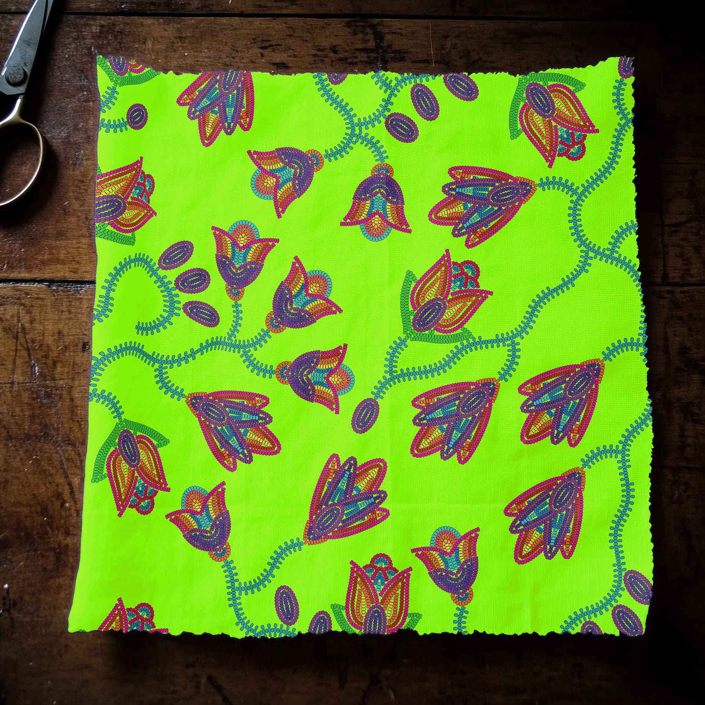 Spring Blossoms Neon Green Fabric